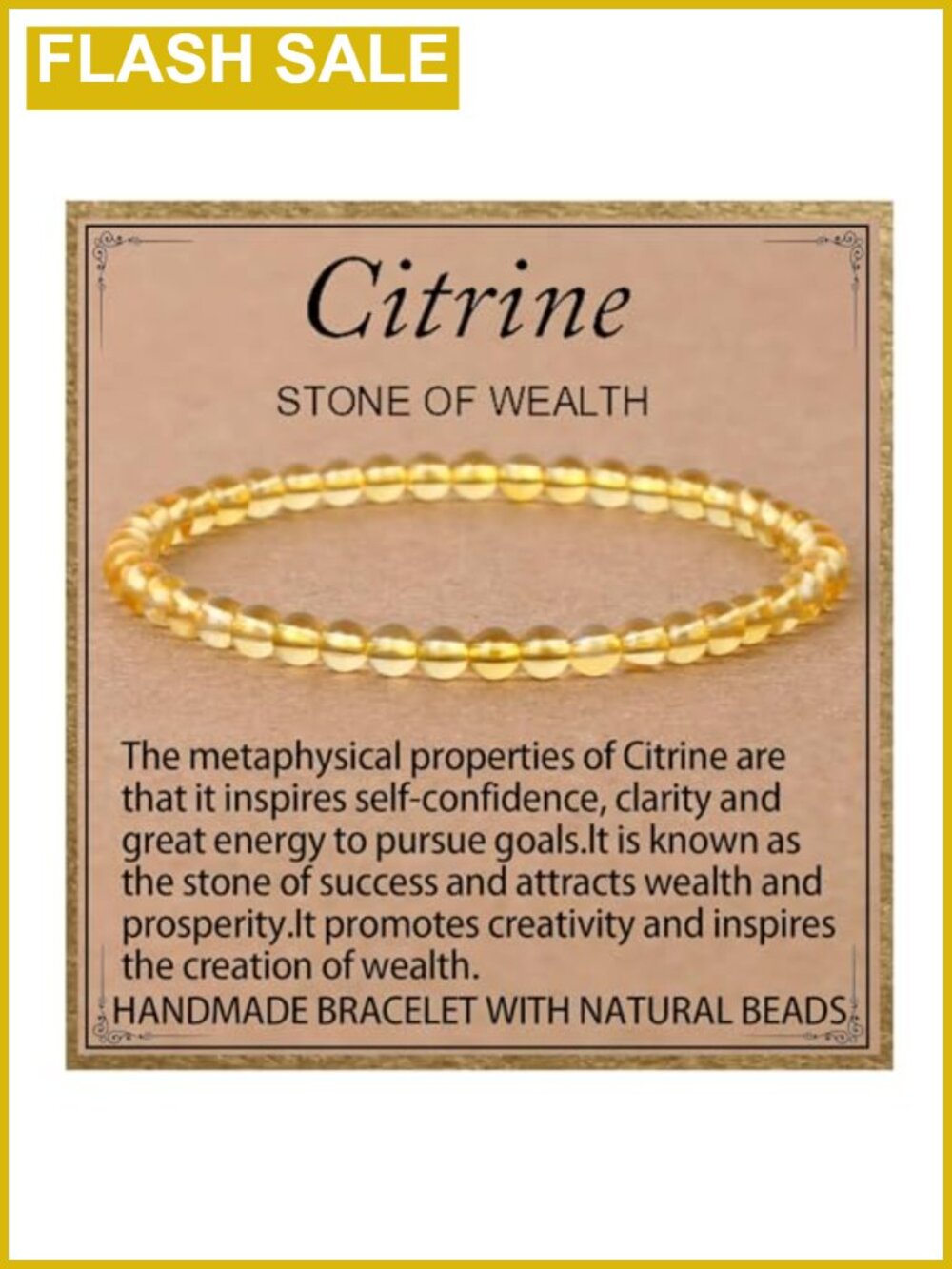 Natural Citrine Healing Bracelet Stretch Elastic Round Beads 4mm